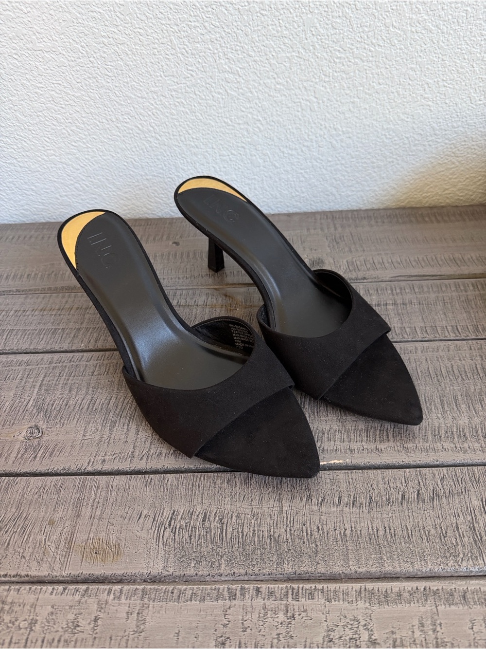 INC International Concepts Basaaria Black Pointed-Toe Dress Slide Sandals NIB